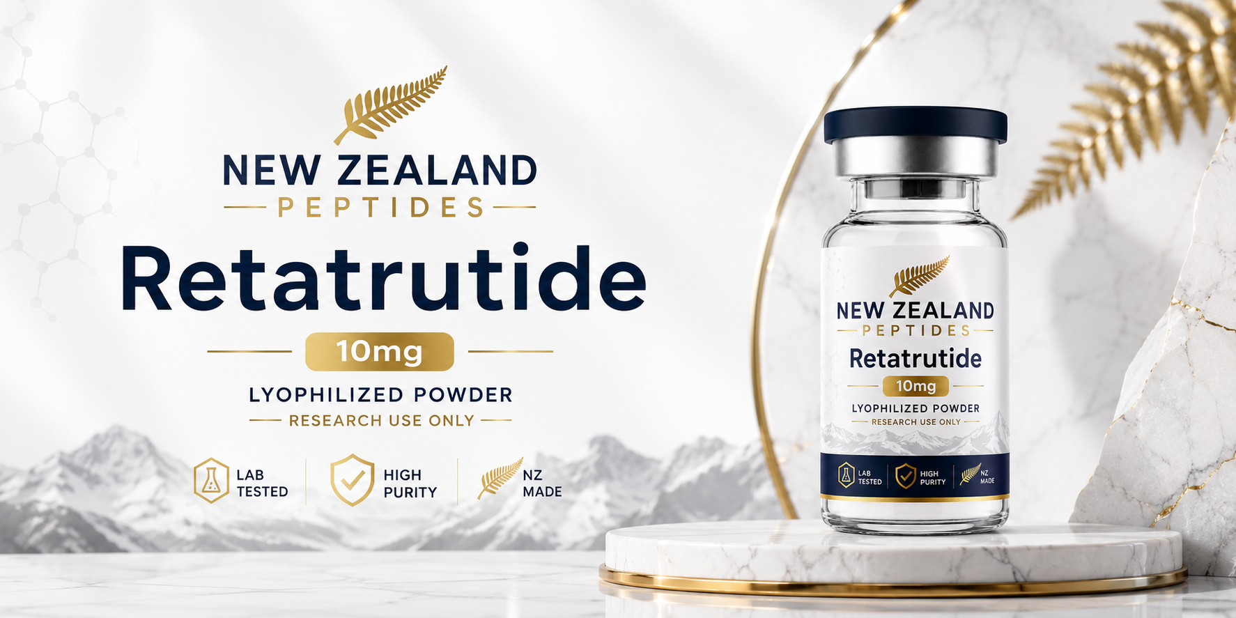 New Zealand Peptides Retatrutide vial — research peptides stocked and dispatched same day in New Zealand